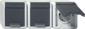 Gira Prise Schuko Triple Avec Capot À Charnière IP44 Gris -, Bricolage & Construction, Verzenden