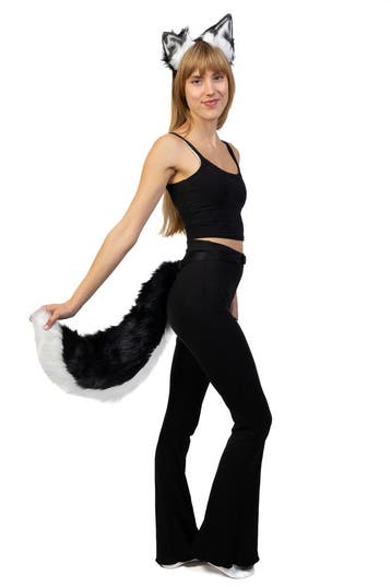 Haarband Furry Oren Staart Set Zwart Wit Stinkdier Kat Poes, Ophalen of Verzenden, Nieuw