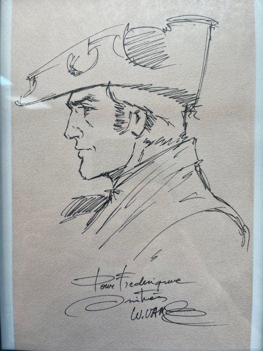 William Vance - 1 Originele tekening met handtekening -, Boeken, Stripverhalen