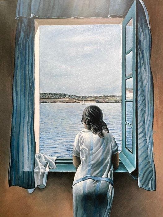 Salvador Dalí (after) - Figura en una finestra (L Size) -, Antiquités & Art, Art | Dessins & Photographie