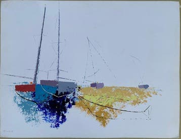 Jean Pierre Collin (1935-2025) - Marine aux bateaux (sans, Antiquités & Art