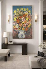 Micheline Masse (1932-2017) - Bouquet de fleurs dans un, Antiquités & Art