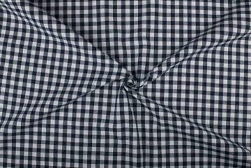 Brabants bont stof marineblauw wit geruit - 10mm geruit, Blauw, 120 cm of meer, Ophalen of Verzenden, Katoen