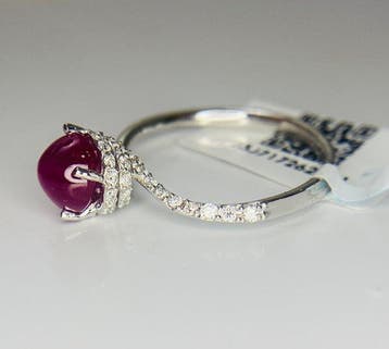 Ring - 18 karaat Witgoud - 2.74ct. tw. Robijn - Diamant -, Nieuw