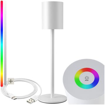 Moderne tafellamp Corly, LED, 7 lichtkleuren, dimbaar - wit, Verzenden, Nieuw