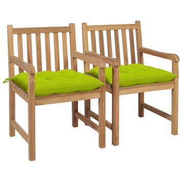 vidaXL Tuinstoelen 2 st met heldergroene kussens massief, Verzenden