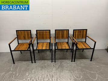Bolero DS151 stoelen met acaciahouten armleuning antraciet, Ophalen of Verzenden