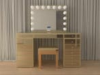 Veiling - Luxe kaptafel met verlichting - Goudkleurig - Incl, Huis en Inrichting, Tafels | Kaptafels, Nieuw