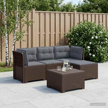 vidaXL 4-Zitter Tuin Sofa met Kussens Rattan Look PP Bruin, Verzenden, Nieuw