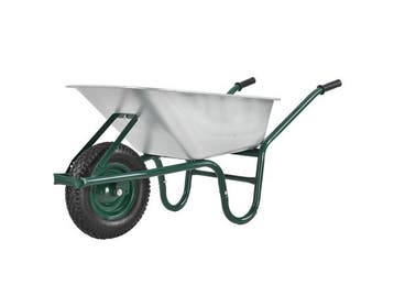 Veiling - Kruiwagen 100 Liter - Luchtbanden - Zilver - Max., Tuin en Terras, Nieuw