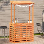 vidaXL Tuinbartafel met dak bruin 112,5x57x195,5 cm massief, Verzenden