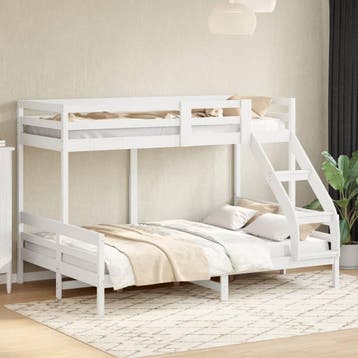 vidaXL Stapelbed massief grenenhout wit 90x200/140x200 cm, Verzenden, Nieuw
