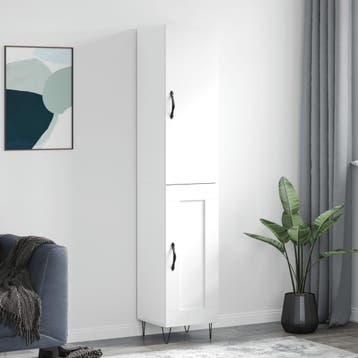 vidaXL Hoge kast 34,5x34x180 cm bewerkt hout wit, Verzenden, Nieuw
