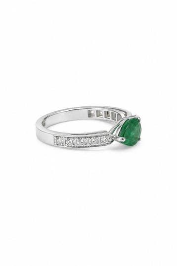 Ring - 14 karaat Witgoud - 1.85ct. tw. Smaragd - Diamant, Nieuw