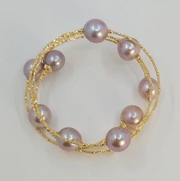 Bracelet - 18 carats Or jaune, Pink Edison Pearls