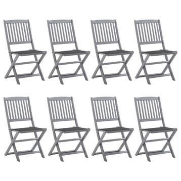 vidaXL Inklapbare stoelen 8 st met kussens massief, Verzenden, Nieuw