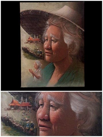 Panneau - Feuilles de tabac - Peinture