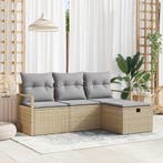 vidaXL Bankstel met kussen 4 pcs Beige en Lichtgrijs poly, Verzenden, Nieuw