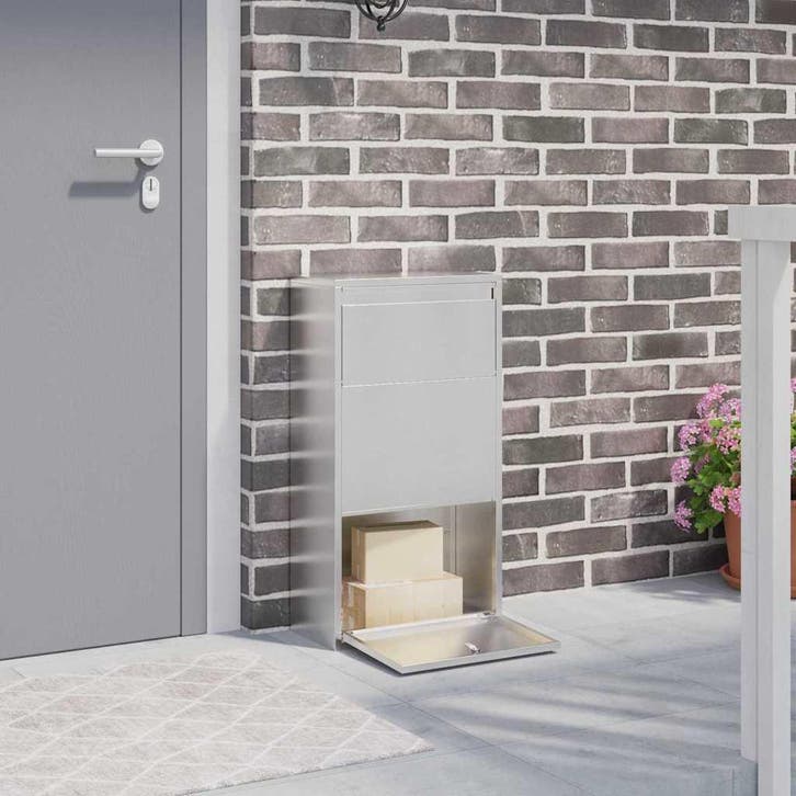 vidaXL Pakket Inwerpkoker Zilver 44 x 22 x 82 cm Roestvrij, Tuin en Terras, Brievenbussen, Nieuw, Verzenden
