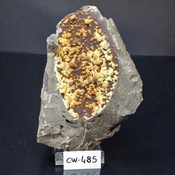 Calciet op basalt Kristallen op matrix - Hoogte: 17.5 cm -