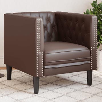 vidaXL Fauteuil Chesterfield-stijl kunstleer bruin, Verzenden