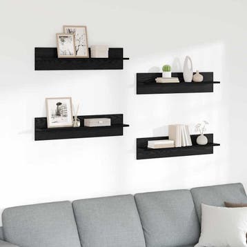 vidaXL Wandplanken 4 pcs Zwart Eiken 80 x 11,5 x 18 cm, Verzenden