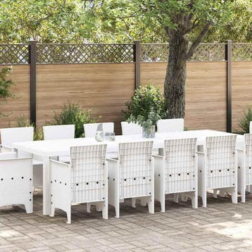 vidaXL Tuin Eettafel Set 13 st Wit Poly rattan, Tuin en Terras, Verzenden, Nieuw