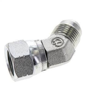 Raccord JIC coudé 45deg UNF 3/4-16 Mâle x Femelle Acier, Verzenden