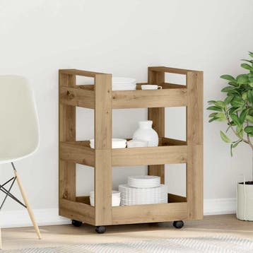 vidaXL Keuken Trolley Artisan Eiken 60 x 45 x 80 cm Bewerkt, Verzenden