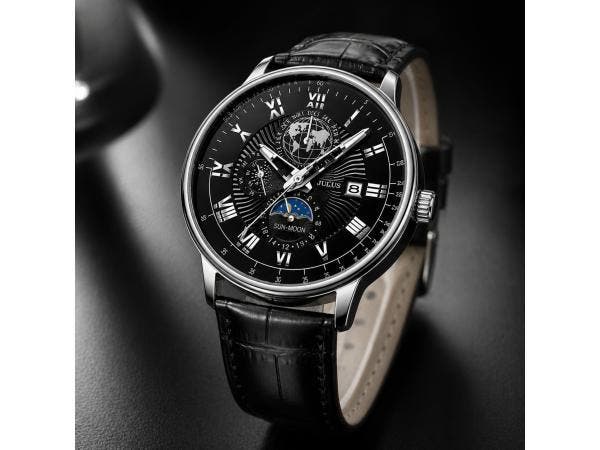 Veiling - Zwart herenhorloge met luxe band, Handtassen en Accessoires, Horloges | Heren