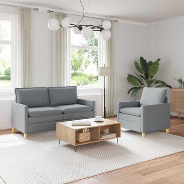 vidaXL bank / zetelstel 2 st Lichtgrijs Stof, Maison & Meubles, Verzenden