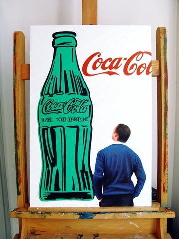 Gerard Boersma (1976) - Coca Cola Bottle (painting of man, Antiek en Kunst