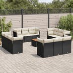vidaXL 13-delige Loungeset met kussens poly rattan zwart, Verzenden, Nieuw, Loungeset