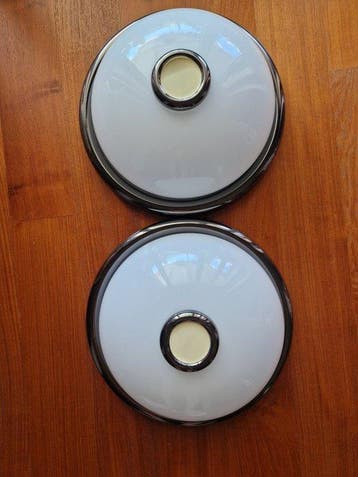 Plafondlamp (2) - Metaal, Glas - Set plafondlampen