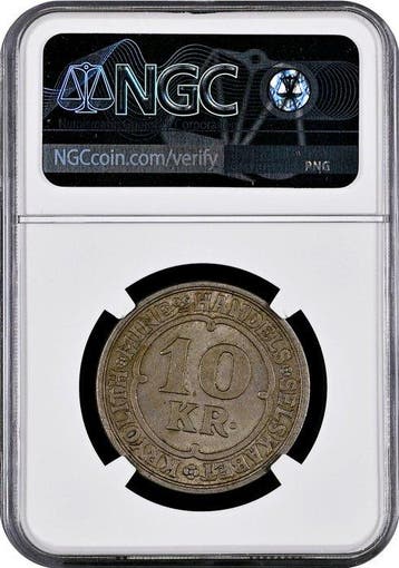 Groenland, Danemark. 10 Kroner Trade token 1922 / Ivigtut, Gestempeld
