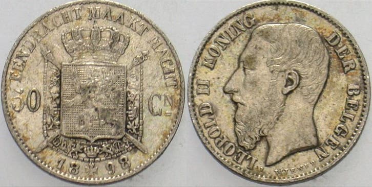 50 Centimes 1898 Belgie-koenigreich Leopold Ii 1865-1909, Postzegels en Munten, Munten | Europa | Niet-Euromunten, België, Verzenden