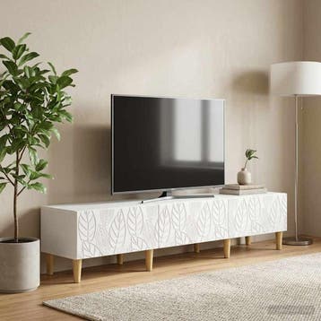 vidaXL TV Kast 147 x 34,5 x 30 cm Wit Bewerkt hout, Huis en Inrichting, Verzenden, Nieuw