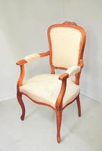 Fauteuil - Originele bekleding - Hout - Reliëfs uitgehouwen