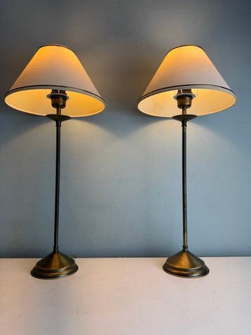 Van de Heg - Tafellamp - Set van twee vintage Messing