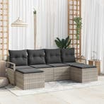 vidaXL Bankstel 6 pcs Lichtgrijs poly rattan, Verzenden, Nieuw
