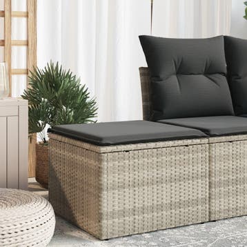 vidaXL Tuinkruk met kussen 55x55x37 cm poly rattan, Verzenden, Nieuw