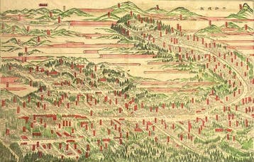 Set of 2 Japanese Woodblock Prints: Mount Koya Panoramic