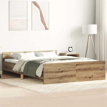 vidaXL Bedframe zonder matras spaanplaat artisanaal, Verzenden, Nieuw