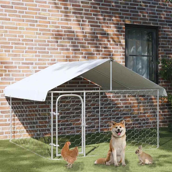vidaXL Hondenkennel voor buiten met dak 200x200x150 cm, Animaux & Accessoires, Caisses pour chiens, Envoi