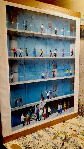 Giorgio Stocco - People walking 86- opera unica