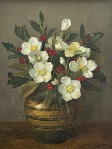 Gerrit David Labots (1869 - 1959) - Kerstrozen en hulst