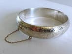 Zilver - Armband - brede gegraveerde bangle