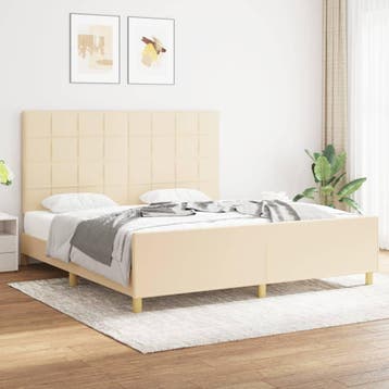vidaXL Bedframe zonder matras stof crèmekleurig 180x200 cm, Verzenden, Nieuw