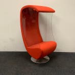 akoestische belstoel met glazen zijwanden, oranje - chroom