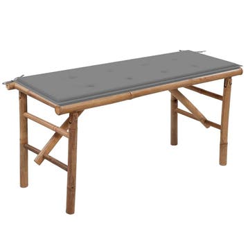 vidaXL Tuinbank inklapbaar met kussen 118 cm bamboe, Verzenden, Nieuw